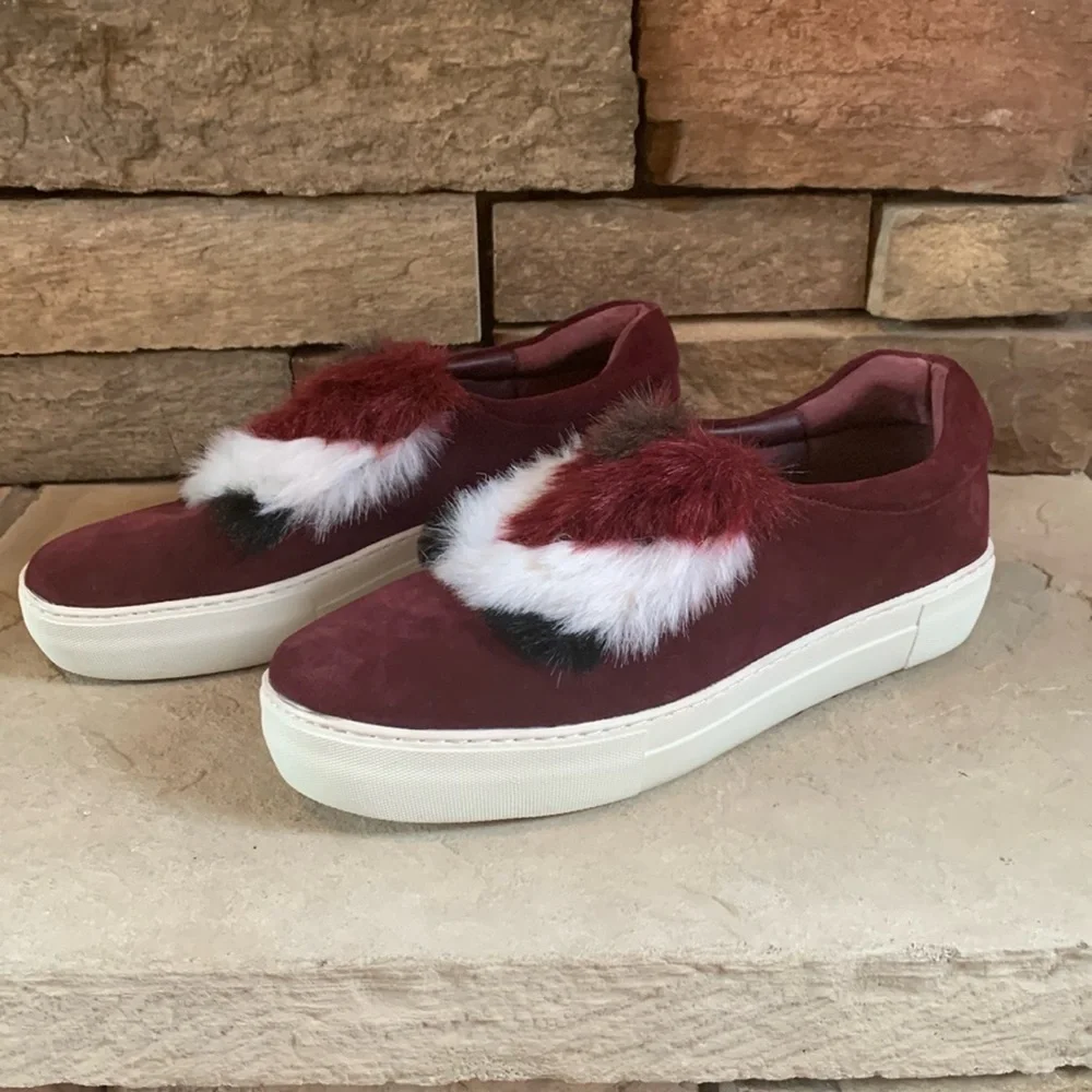Renvy sz 10.5 burgundy sneakers with faux fur